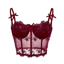 Sexy Lingerie Bustier Dames – Kant Topje met Borduursel – Paars Crop Top — thumbnail 2