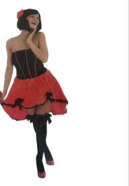 Sexy Spaanse Flamingo Verkleedjurk Uitdagende Korset Achtig Topje – Rood & Zwart – Strapless Carnaval Kostuum – Small Size - Complete Outfit voor Feest & Rollenspel — thumbnail 3