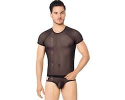 Netstof heren shirt en string zwart XL