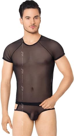 Netstof heren shirt en string zwart XL — thumbnail 1