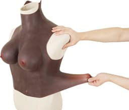 Siliconen Borstprothesen - C-cup - donkere huidskleur -100% hypoallergene medische siliconen - Wearable Borst - Kunstmatige Nep Borst - Valse Borsten - Siliconen Huid - Bodysuit - Crossdresser - Transgender - Travestiet - Cosplay - Body4Everybody — thumbnail 3