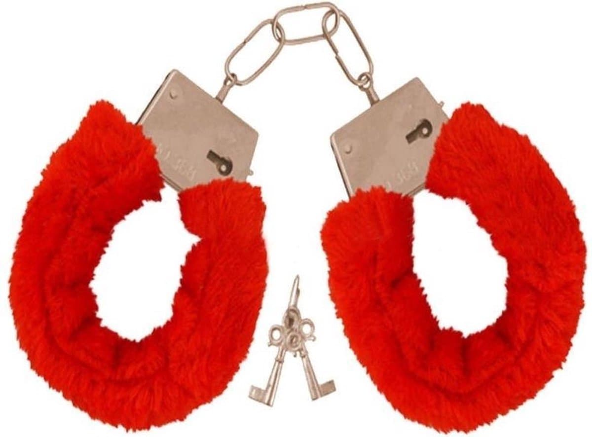 Finnacle - Handboeien - Pluche handboeien - Handboeienset - Rood - Met slotje (2 sleutels) - Erotiek - Sexspeeltjes - BDSM - Cadeau — afbeelding 1