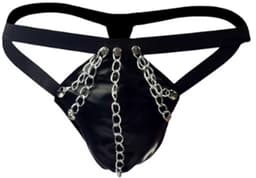 BamBella ® - String - Maat Onesize S M L - Zwart SM kleding BDSM erotische heren kleding ondergoed lingerie onderbroek zwart — thumbnail 1