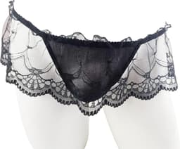 BamBella ® - Slip- maat Onesize S M L - zwart Sexy erotische heren onderbroek mannen kant stof — thumbnail 1