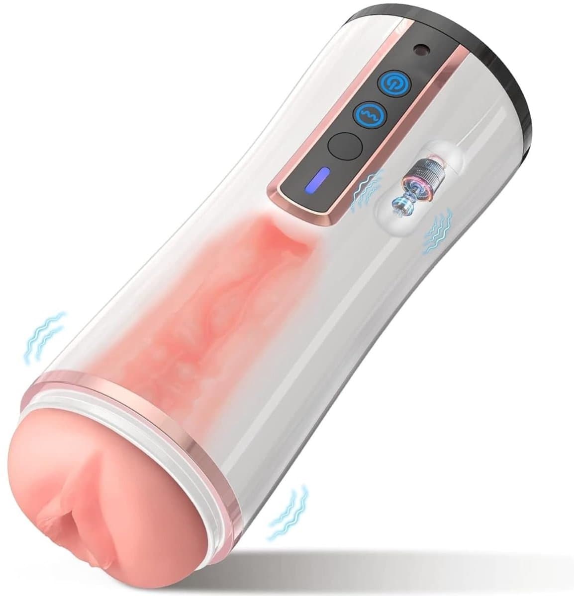 JustFun Masturbator Automatisch - 10 Vibratiestanden - Blowjob Simulator - Sex Toys voor Mannen - Pocket Pussy - Wit — afbeelding 1