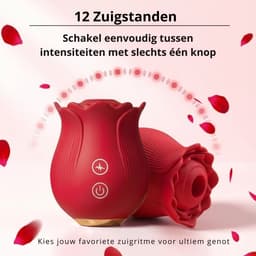 SF Toys – Roos Vibrator rood - 12 Zuigstanden - Clitoris Stimulator - Waterdicht - USB Oplaadbaar - Siliconen - Beschikbaar in 3 kleuren — thumbnail 3
