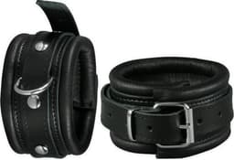 Kiotos Leather - Leren Enkelboeien 5 cm Breed Gevoerd - Zwart — thumbnail 1