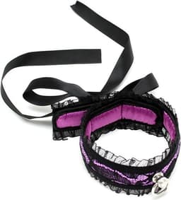 Rimba - Halsband - Burlesque Collar Met O-Ring - Zwart/Paars — thumbnail 2