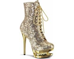 Pleaser - BLONDIE-R-1020 Plateau Laarzen, Paaldans schoenen - Paaldans schoenen - 35 Shoes - Goudkleurig