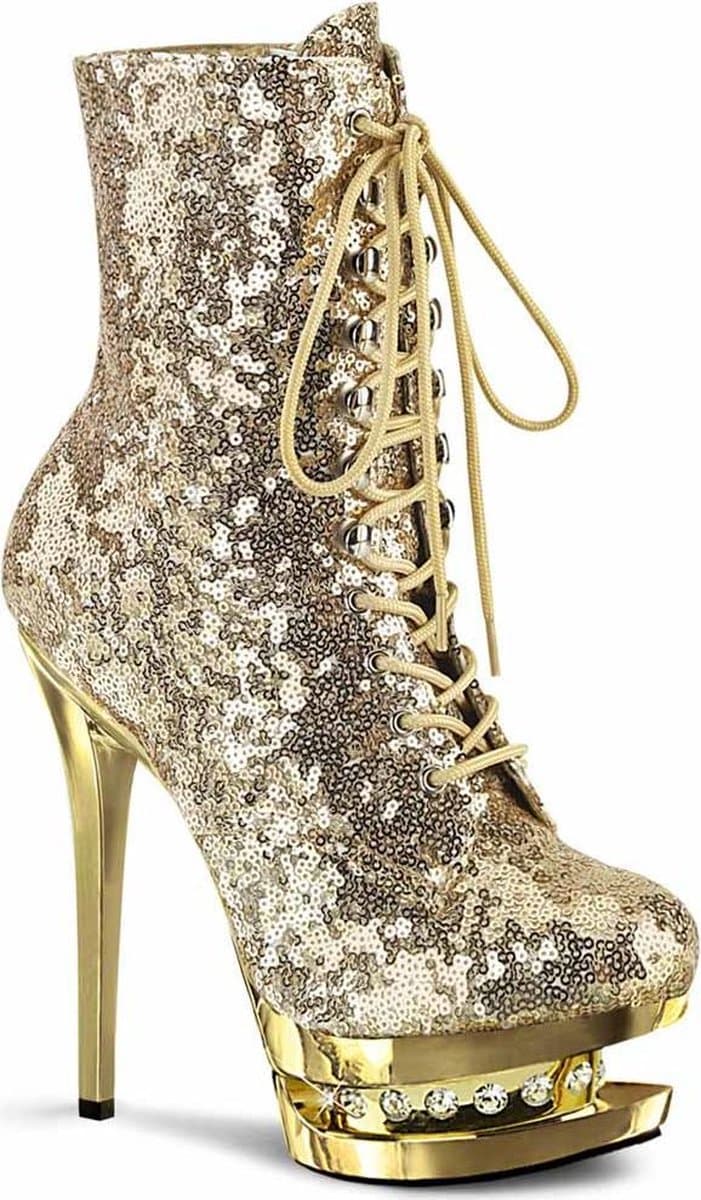 Pleaser - BLONDIE-R-1020 Plateau Laarzen, Paaldans schoenen - Paaldans schoenen - 35 Shoes - Goudkleurig — afbeelding 1