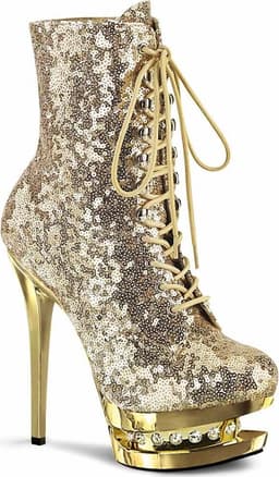 Pleaser - BLONDIE-R-1020 Plateau Laarzen, Paaldans schoenen - Paaldans schoenen - 35 Shoes - Goudkleurig — thumbnail 1
