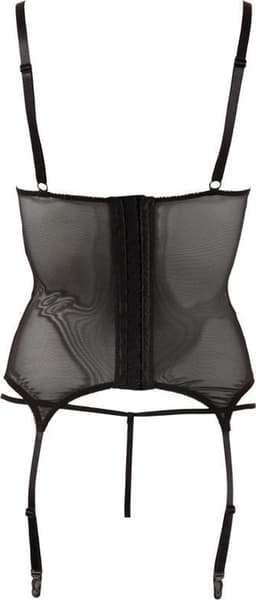 Cottelli Collection – Jarretel Jurk met Wetlook Banden en String voor Seksuele Spanning – Maat S – Zwart — thumbnail 2