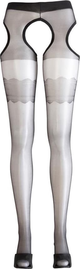 Cottelli Collection – Sexy Kousen en Jarretels met Open Zijkanten en Kruis – Maat S – Zwart — thumbnail 5