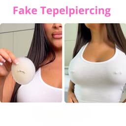Fake Tepelpiercing - tepelpiercing - nep piercing - festival gadget - Nipple Covers - 8 cm - Zilver - 2 stuks — thumbnail 1