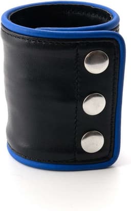 665 Leather - Leren Pols Portemonnee met Rits - Zwart/Blauw — thumbnail 1