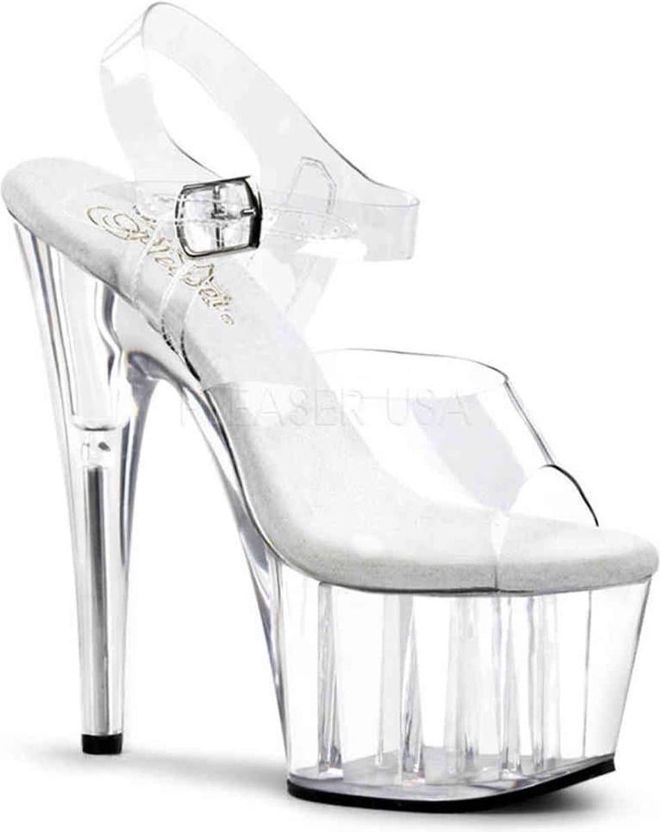Pleaser - ADORE-708 Sandaal met enkelband, Paaldans schoenen - Paaldans schoenen - 41 Shoes - Transparant — afbeelding 1