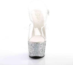 Pleaser - ADORE-708LG Sandaal met enkelband, Paaldans schoenen - Paaldans schoenen - 42 Shoes - Zilverkleurig/Transparant — thumbnail 2