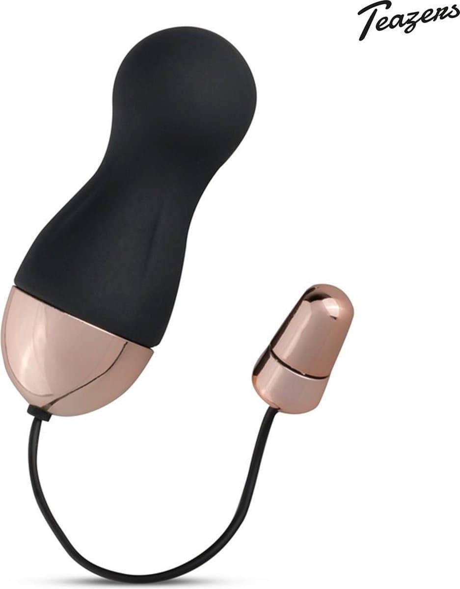 Teazers - Glad Vibratie Eitje - Oplaadbaar - Sex Toys voor Vrouwen - Vibrators voor Vrouwen - Vibratie Ei met Afstandsbediening - Sex Toys voor Koppels - Zwart/Roségoud — afbeelding 1