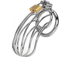 Quick Relief - Chastity Cage No-Relief™ - Kuisheidskooi - Metaal - Kuisheidskooi voor Mannen - Staal - Chastity cage - Deluxe Sissy - Cock Cage - Zilver