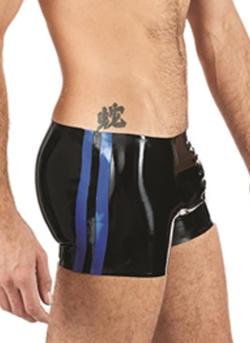Mister B Rubber Trunks  zwart met blauwe bies xl — afbeelding 1