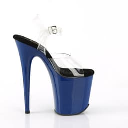 Pleaser - FLAMINGO808 Sandaal met enkelband, Paaldans schoenen - US 13 - 44 Shoes - Transparant/Blauw — thumbnail 4