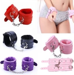 PU Leren Handboeien I Sm Pluche Handboeien I BDSM I Bondage I Met Ketting I Paars — thumbnail 2