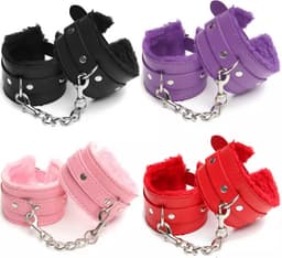 PU Leren Handboeien I Sm Pluche Handboeien I BDSM I Bondage I Met Ketting I Paars — thumbnail 1
