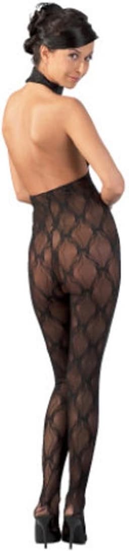 Mandy Mystery Lingerie – Sexy Catsuit Halter Model Klittenband met Vrije Borsten en Open Kruis – Maat SL - Zwart — thumbnail 5