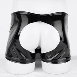 PU Leer boxershort heren - Open kruis en billen - Porno onderbroek - Latex look — thumbnail 4