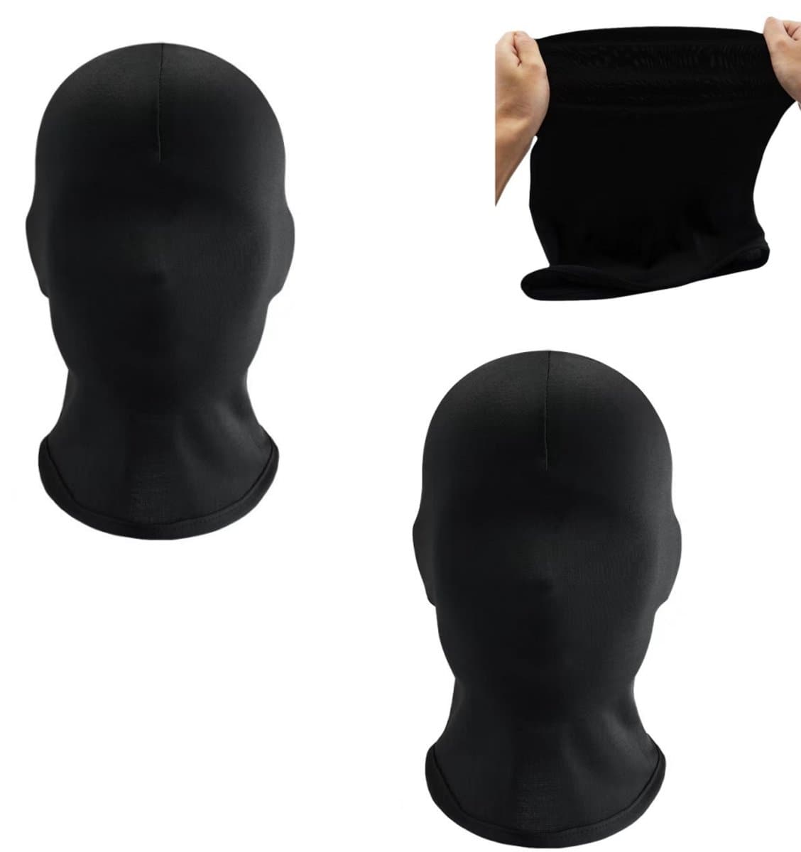 2 Stuks - zwarte - volledige gezichtsmaskers gezichtsloze huid maskers - Halloween cosplay spandex kapmasker-Halloween hoofddeksel — afbeelding 1