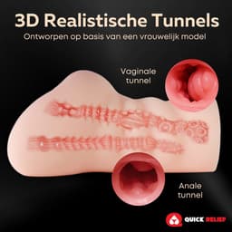 Quick Relief Amy™ - Masturbator - Pocket Pussy - Realistische 2 in 1 Vagina en Anus - Sex Toy voor Mannen - Roze — thumbnail 4