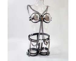 Prolink Novelties® - Chastity set Waist Belt - voor vrouwen - BDSM - bestaande uit 3 delen - stainless steel