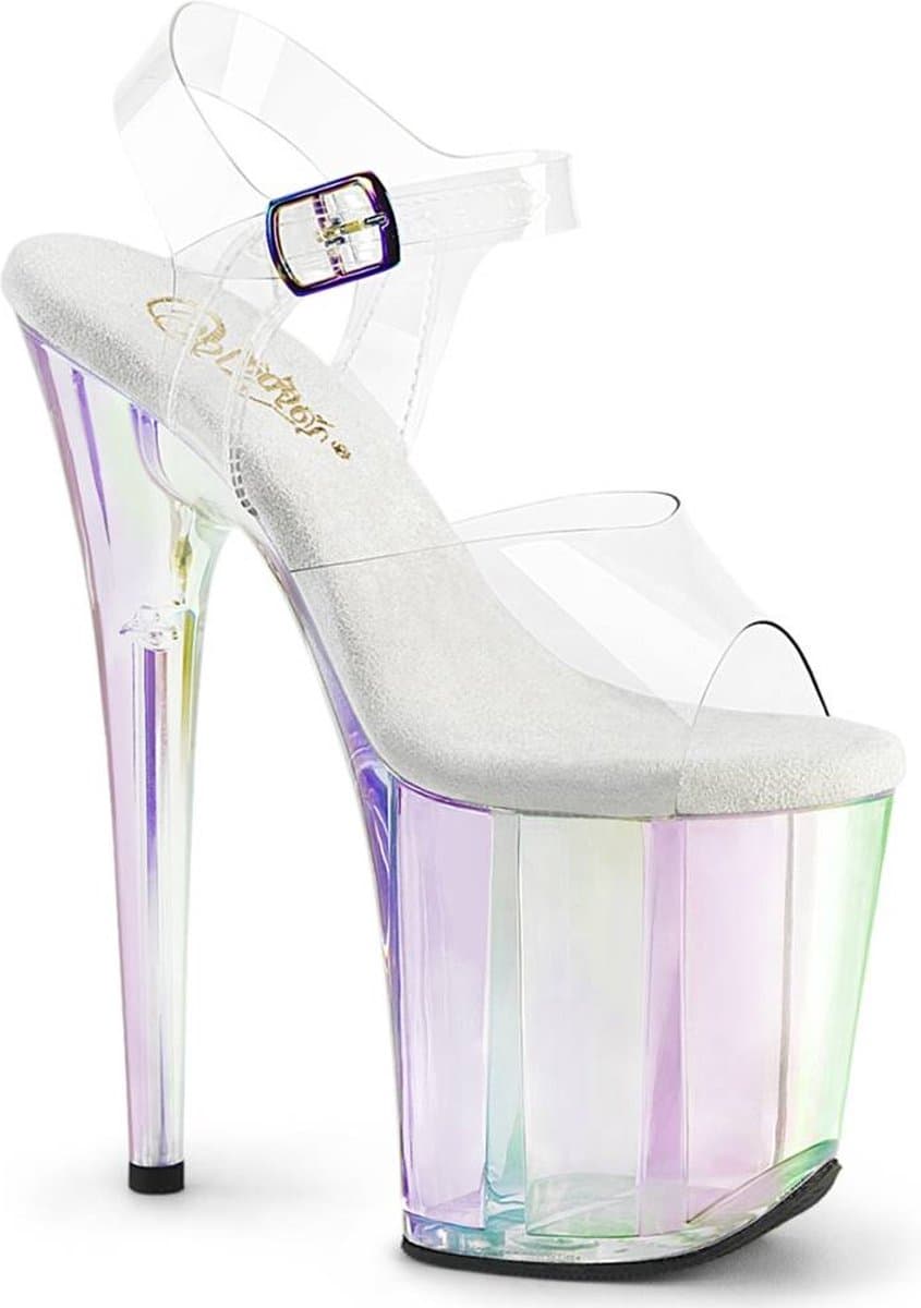 Pleaser - FLAMINGO-808HT Sandaal met enkelband, Paaldans schoenen - US 9 - 39 Shoes - Transparant — afbeelding 1