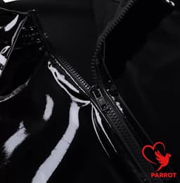 Latex Jumpsuit - Heren - Latex Wetlook - Zwart - Rits - Korte Mouwen En Broek — thumbnail 5