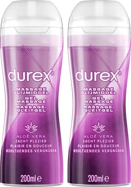 Durex - Massage Olie en Glijmiddel - 2-in-1 - Aloë Vera - 200ml x2 — thumbnail 1