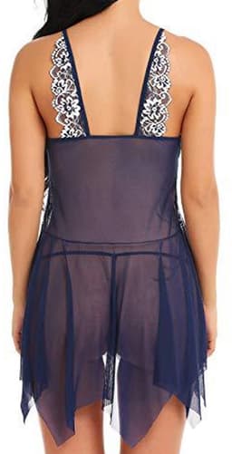 Valentijnsdag - Dames kanten lingerie - Babydoll met sluiting aan de voorkant - Nachtkleding met V-hals-L — thumbnail 2