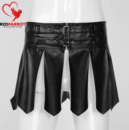 Lederen mini rok heren - Erotische lingerie mannen - Losse flappen - Maat S en M — thumbnail 3
