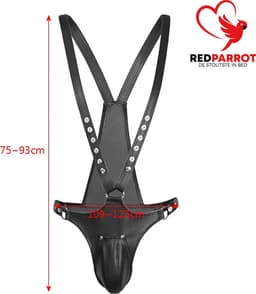 Kuisheidsstring met schouderbanden - PU leder - Sissy - BDSM - Dominantie - Slip — thumbnail 3