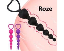 Anal Beads I Hartvormige Anale Kralen I Buttplug I Anaal Plug I Butt Plug I Gevorderen I 15 CM Inbrenglengte I Siliconen I Roze