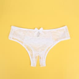 Zeloria Kanten Slip Open Kruis – String Open kruis – Wit – Dames Lingerie Slip Stretch – XL — thumbnail 4
