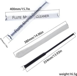 Fluit Reinigingsset - Blaasinstrument Onderhoud - Instrument Schoonmaken - Flexibele Siliconen Staaf - 40 x 5 x 1 cm - Zwart — thumbnail 2
