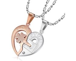 Puzzelset halskettingen met hartjes - Tweelingen liefdesketting - Romantisch cadeau voor koppels - Vriend vriendin - Deelbare hartketting - Cadeau voor hem - Cadeau voor haar