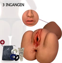 Pillow Pleasure® Olivia - 3-in-1 Pocket Pussy Basisbundel - Realistische Masturbator met Vagina, Mond & Anus - Inclusief Glijmiddel & Accessoires - Sexpop - Zelf aftrekken - Kunstvagina — thumbnail 1