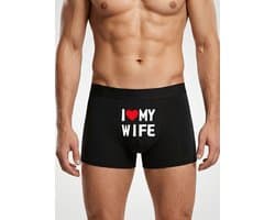 Boxershort met tekst I Love My Wife – Ondergoed Heren – Cadeau voor Man – Boxer Katoen Stretch - Maat L