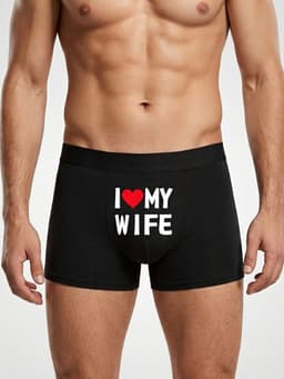 Boxershort met tekst I Love My Wife – Ondergoed Heren – Cadeau voor Man – Boxer Katoen Stretch - Maat L — thumbnail 1