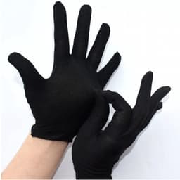 Katoenen Handschoenen Zwart Maat L - Inspectie katoenen werkhandschoenen munt sieraden werknemer etiquette handschoen - Gloves Cotton - Beschermende Handschoenen - Wegwerp Handschoenen 24Stuks/12Pairs L — thumbnail 2