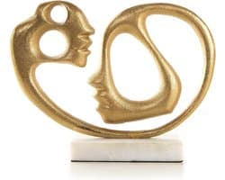Logbuch-Verlag Goudkleurige sculptuur liefdespaar twee gezichten - nobel decoratief object geschenk paar huwelijksgeschenk liefde 30 cm