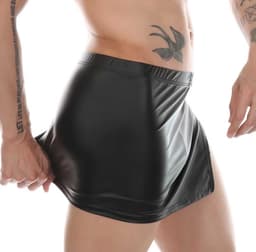 Mini Rok Heren - Leer Look - Heren Lingerie - Ondergoed - Zwart — thumbnail 5