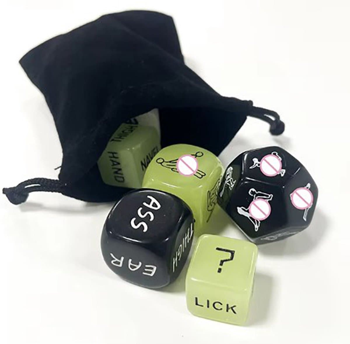 Actie4you® - Erotische Dobbelstenen - Glow in the Dark - 36 Opties - Seks Dobbelstenen - Erotisch Spel - Kamasutra Spel - Sex Dice – 6 Dobbelstenen — afbeelding 1