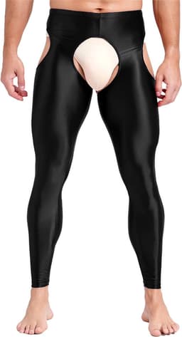 Heren Glanzende Legging met Open Kruis - Lingerie - Broek — thumbnail 1
